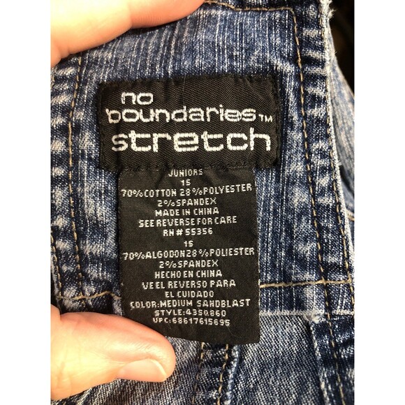 Vintage 90s No Boundaries Stretch Overalls, Straight Leg, DIY, SZ 15 juniors - Picture 12 of 12